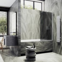 Шторка на ванну Maybah Glass MGV-89-1ш 900x1400 в широком профиле Белый стекло графитовое матовое