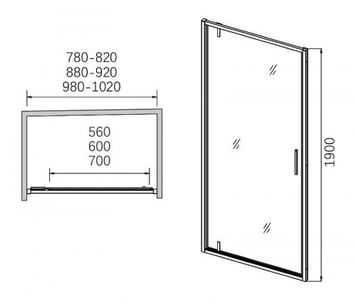 Душевая дверь CeramaLux 100 CL1020-100 профиль цвет Хром стекло прозрачное