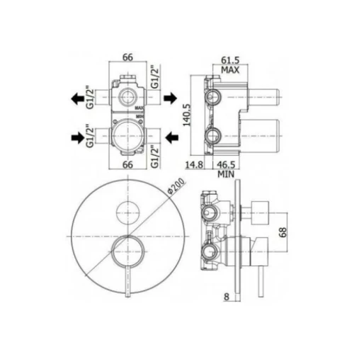 Смеситель для душа Paffoni Light LIG019ST Сталь встраиваемый