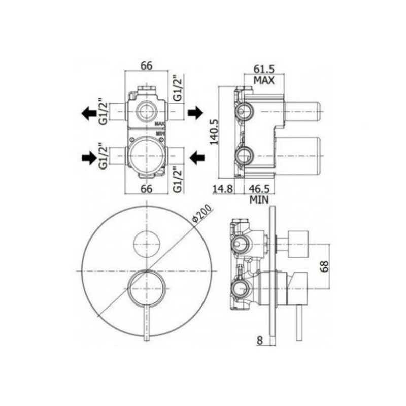 Смеситель для душа Paffoni Light LIG019ST Сталь встраиваемый