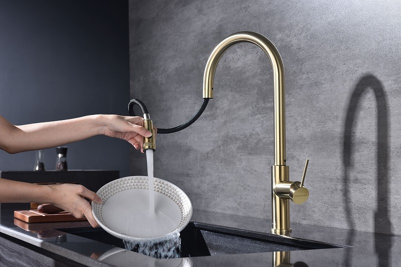 Смеситель для кухни Paulmark Galant Ga213077-SBG Светлое брашированное золото латунь