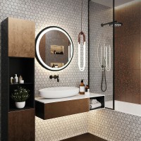 Зеркало Azario Манхэттен-лофт 70 LED-00002428 с подсветкой Черное с сенсорным выключателем стекло