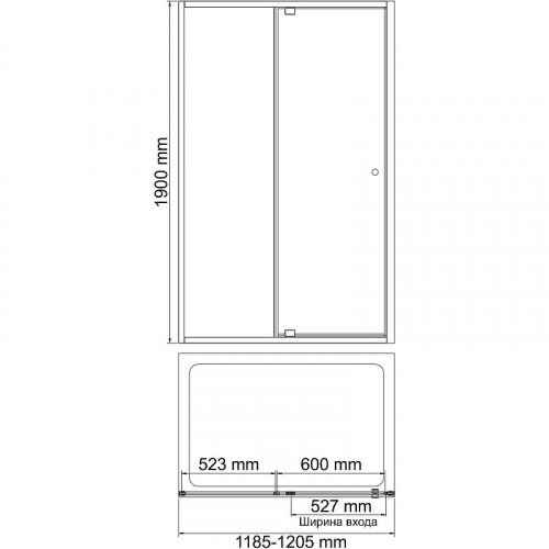 Душевая дверь WasserKRAFT Aula 120 11P05 профиль Хром стекло прозрачное