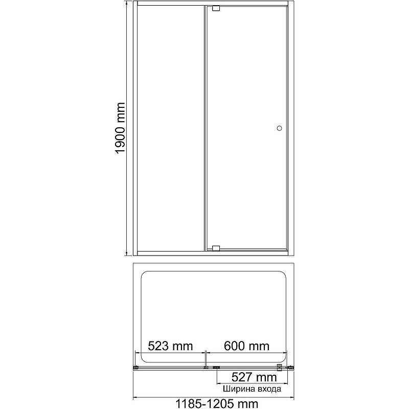 Душевая дверь WasserKRAFT Aula 120 11P05 профиль Хром стекло прозрачное