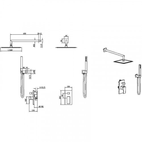Душевая система Boheme Qubic 474-3-MG Золото матовое