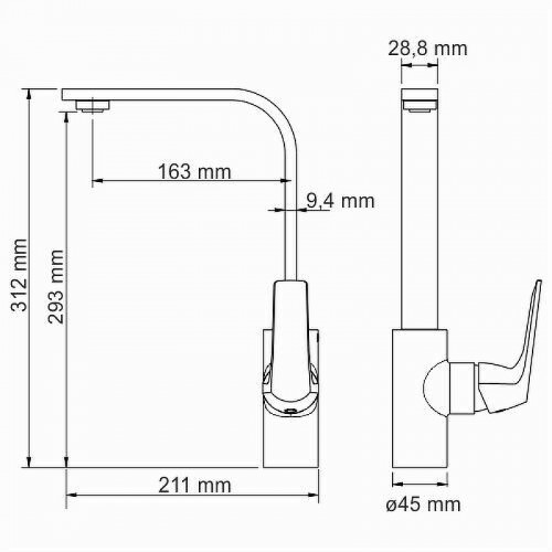 Смеситель для кухни WasserKRAFT Neime 1907 Хром латунь