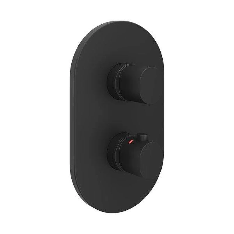 Смеситель для душа Ravak Chrome II CR II 063.20BL.O2 X070467 с термостатом цвет Черный матовый