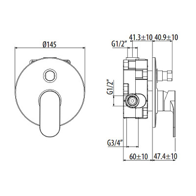 Смеситель для душа Gattoni H2Omix7000 7003470N0.CH Черный матовый