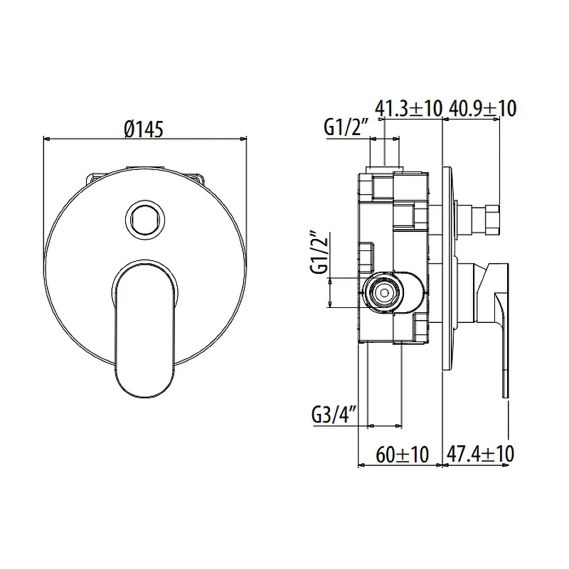 Смеситель для душа Gattoni H2Omix7000 7003470N0.CH Черный матовый