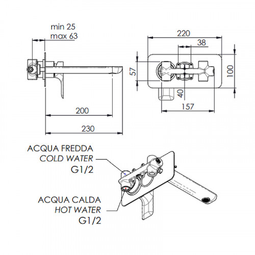 Смеситель для раковины Remer Infinity I15L Хром латунь встраиваемый