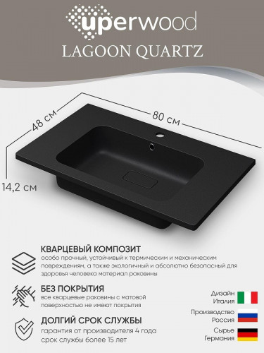 Раковина Uperwood Lagoon Quartz 80 297000016 цвет Уголь