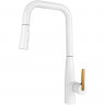 Смеситель для кухни Kaiser Claro 22144-4 Белый матовый Шлифованное золото латунь