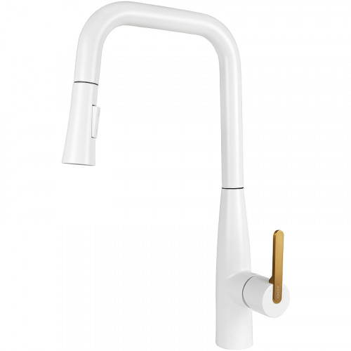 Смеситель для кухни Kaiser Claro 22144-4 Белый матовый Шлифованное золото латунь