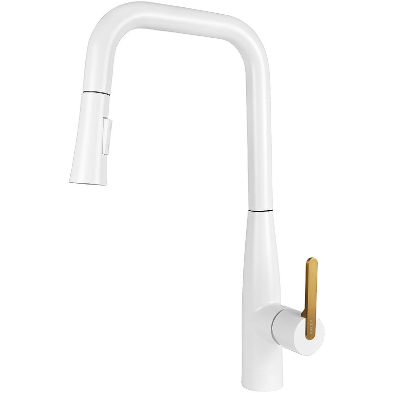 Смеситель для кухни Kaiser Claro 22144-4 Белый матовый Шлифованное золото латунь