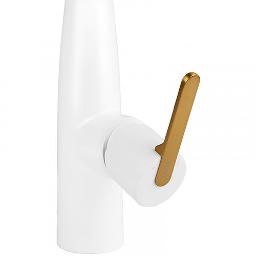 Смеситель для кухни Kaiser Claro 22144-4 Белый матовый Шлифованное золото латунь