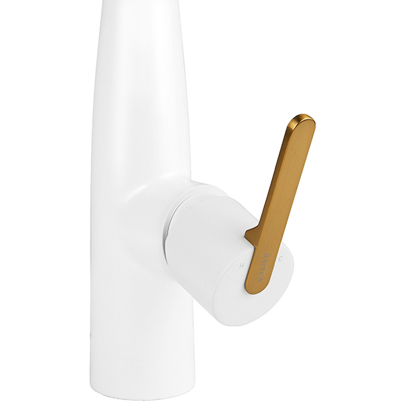 Смеситель для кухни Kaiser Claro 22144-4 Белый матовый Шлифованное золото латунь