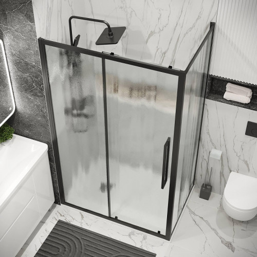 Душевая стенка Grossman Cosmo 100 200.K33.02.100.21.02 профиль Черный матовый стекло шиншилла