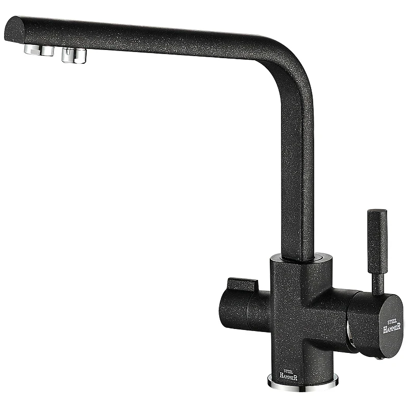 Смеситель для кухни ZorG Steel Hammer SH 909 BLACK CR Черный матовый латунь