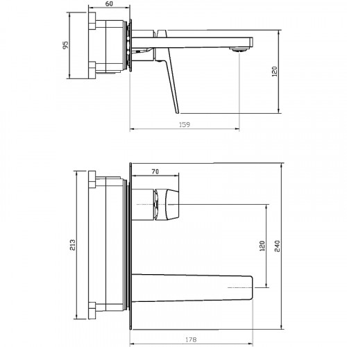 Смеситель для раковины BelBagno Ardente ARDENTE-BLVM-CRM-W0 Хром латунь встраиваемый