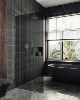 Душевая перегородка Maybah Glass MGD-275-4 890x1950 коннектор стена-стекло Хром глянцевый стекло графитовое
