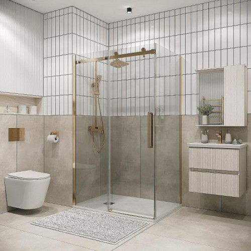 Душевой уголок Grossman Classic 100х90 120.K33.04.1090.32.00 профиль Золото сатин стекло прозрачное