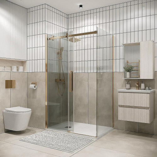 Душевой уголок Grossman Classic 100х90 120.K33.04.1090.32.00 профиль Золото сатин стекло прозрачное