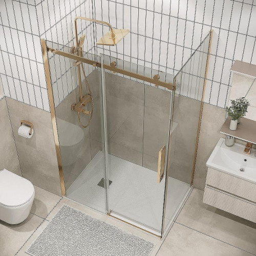 Душевой уголок Grossman Classic 100х90 120.K33.04.1090.32.00 профиль Золото сатин стекло прозрачное