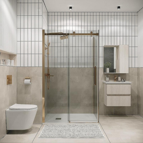 Душевой уголок Grossman Classic 100х90 120.K33.04.1090.32.00 профиль Золото сатин стекло прозрачное