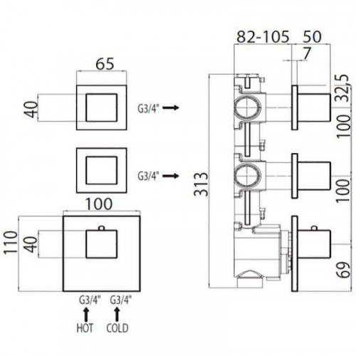 Смеситель для душа Bossini Outlets Z032203.073 с термостатом Черный матовый