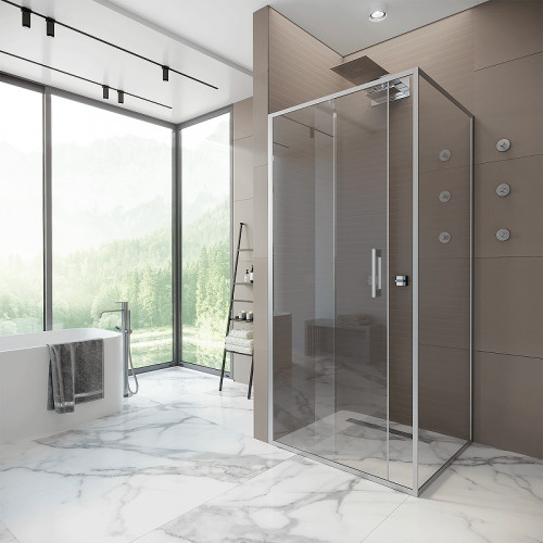 Душевая стенка Alex Baitler 90 SG61C90 профиль Сатин стекло прозрачное