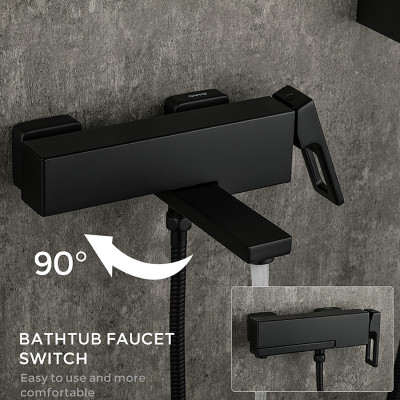 Смеситель для ванны Gappo G17-6 G3217-6 Черный матовый латунь на стену