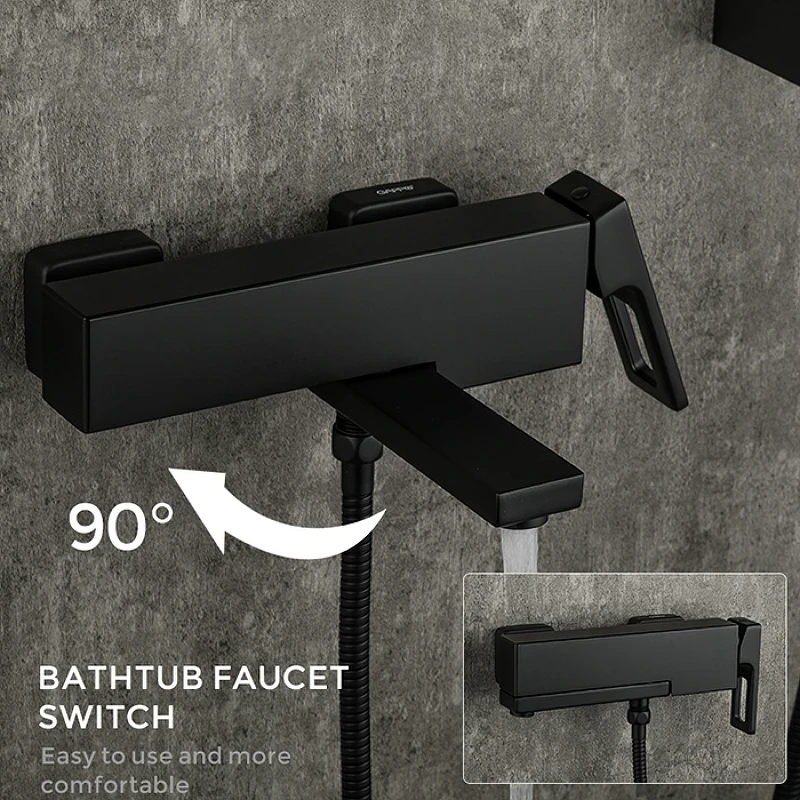 Смеситель для ванны Gappo G17-6 G3217-6 Черный матовый латунь на стену