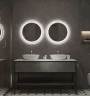 Зеркало Art&Max Napoli AM-Nap-800-DS-F-White с подсветкой с бесконтактным выключателем Белое матовое МДФ / ЛДСП, стекло