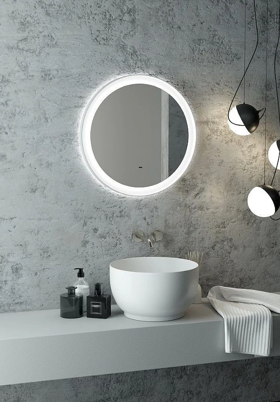 Зеркало Art&Max Napoli AM-Nap-800-DS-F-White с подсветкой с бесконтактным выключателем Белое матовое МДФ / ЛДСП, стекло