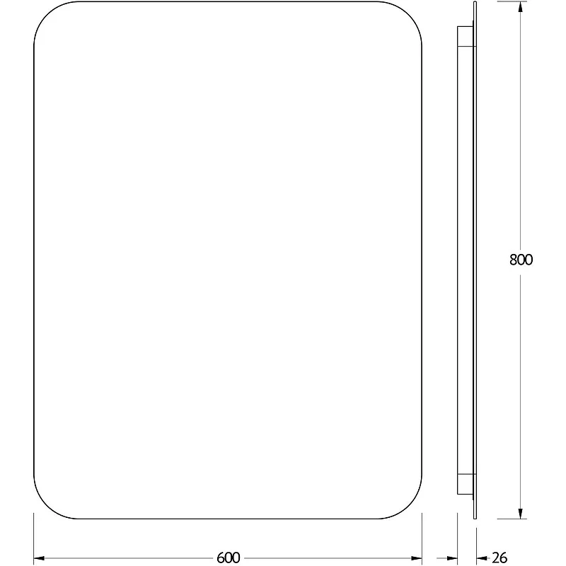 Зеркало Defesto Opti 60x80 DF 2807 с подсветкой 25W-4500К/Без выключателя/Нейтральный белый свет