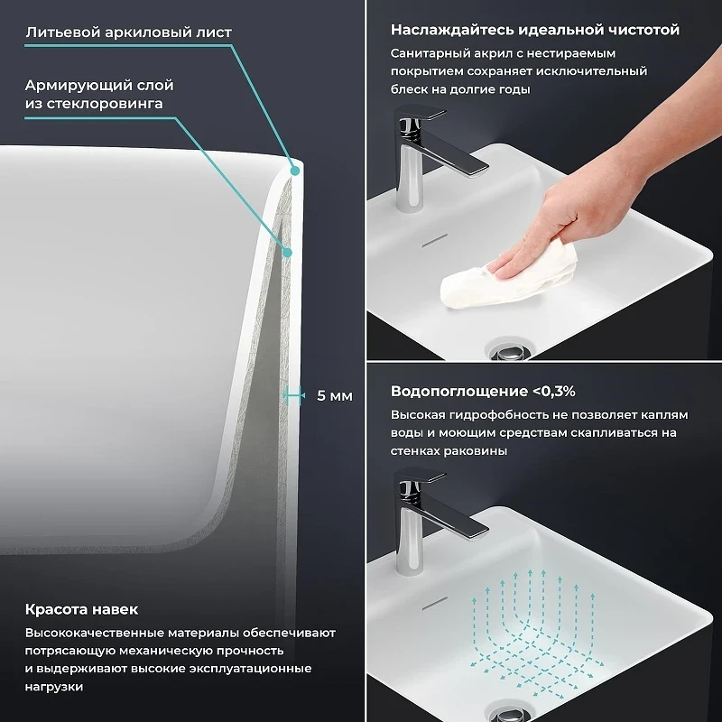 Раковина Wellsee Pure BY Wellsee 45 230716000 цвет Черный матовый Белый Глянцевый