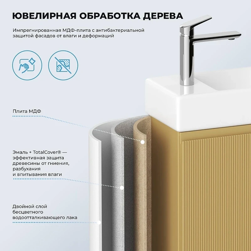 Тумба с раковиной Wellsee WC Area 40 L 221803002 подвесная цвет Бежевый матовый