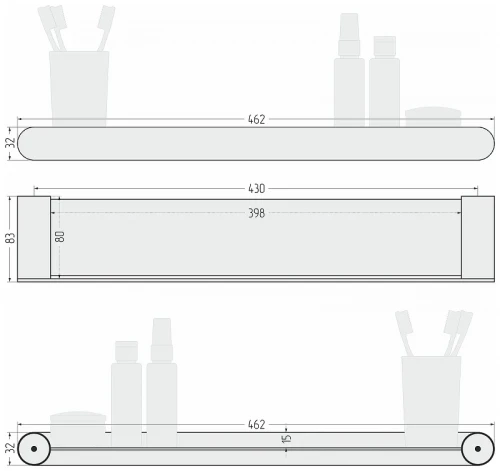 Металлическая полка Сунержа Round L 32-3020-5460 цвет Золотой шелк
