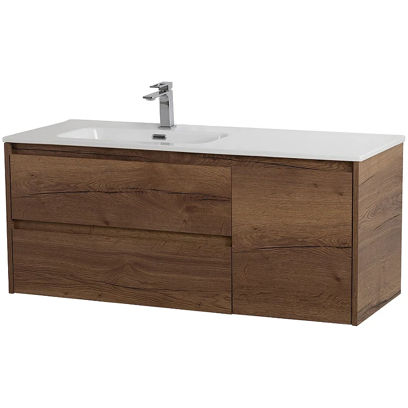 Тумба под раковину BelBagno Kraft 100 L KRAFT-1000-2C-1A-SO-RT-L подвесная Rovere Tabacco МДФ / ЛДСП