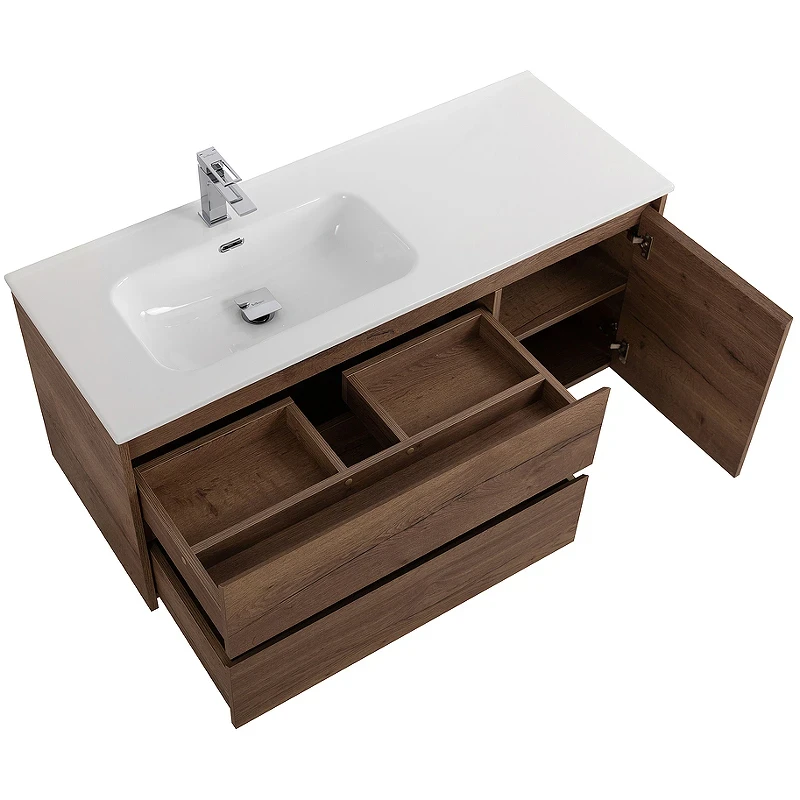 Тумба под раковину BelBagno Kraft 100 L KRAFT-1000-2C-1A-SO-RT-L подвесная Rovere Tabacco МДФ / ЛДСП