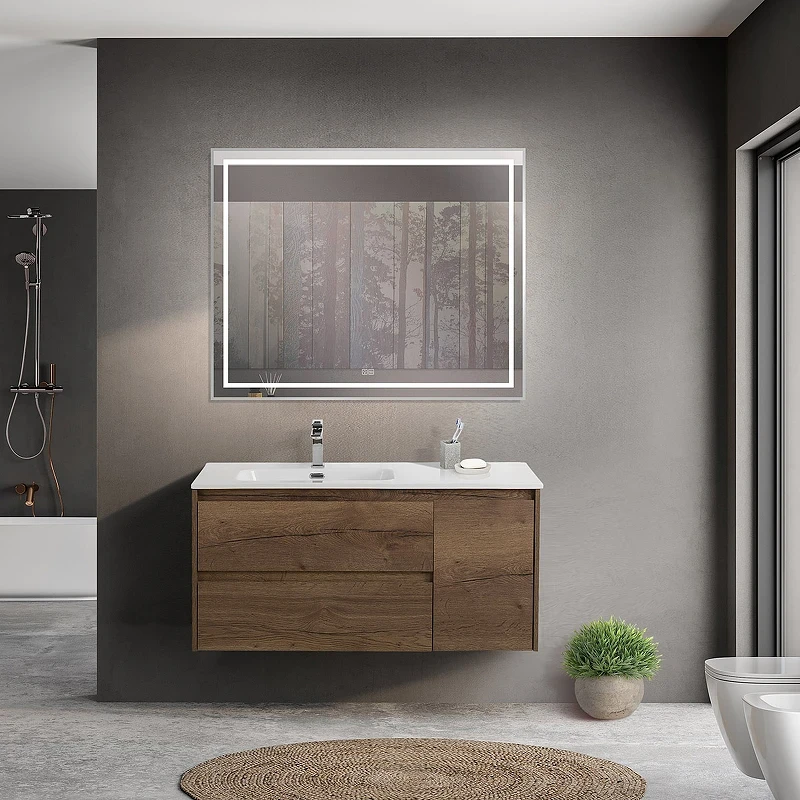 Тумба под раковину BelBagno Kraft 100 L KRAFT-1000-2C-1A-SO-RT-L подвесная Rovere Tabacco МДФ / ЛДСП