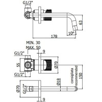 Смеситель для раковины Paffoni Jo JO006NO70 Черный матовый латунь встраиваемый