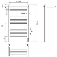 Электрический полотенцесушитель Comfysan Luce EC-8 80x40 013578 с полкой Хром