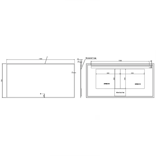 Зеркало Boheme Modern 140x70 543-140-MG с подсветкой Золото матовое с сенсорным выключателем и подогревом стекло