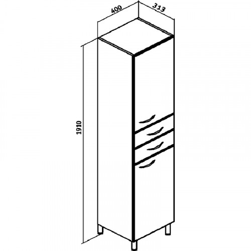 Шкаф пенал Runo Эконом 40 R 00000000133 Белый МДФ / ЛДСП