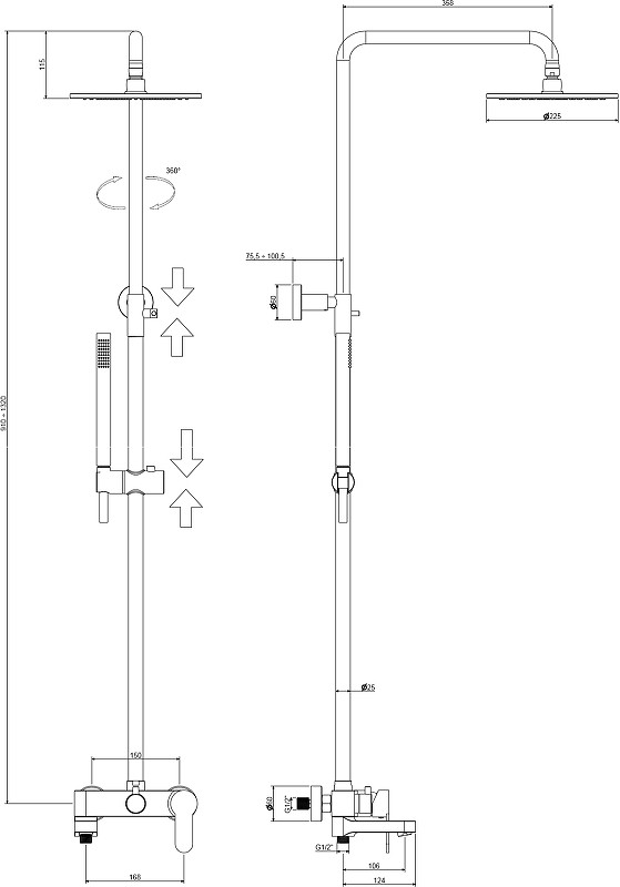 Комплект смесителей Paffoni Light KITCOL632NO71 Черный матовый латунь