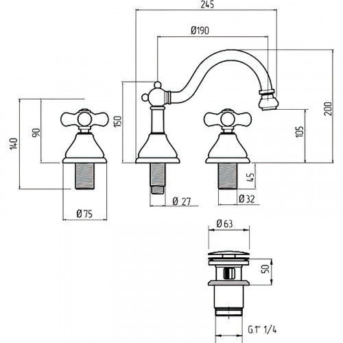 Смеситель для биде Migliore Provance 19469 Хром латунь