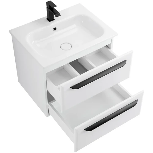 Тумба под раковину Cezares Eco-Cer 60 ECO-CER-600-2C-SO-BL подвесная Bianco Lucido без ручек МДФ / ЛДСП