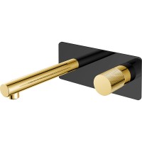 Смеситель для раковины Boheme Stick 125-BG Черный матовый Золото латунь встраиваемый