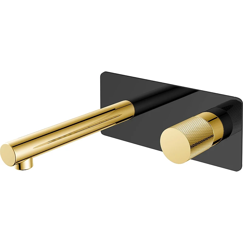 Смеситель для раковины Boheme Stick 125-BG Черный матовый Золото латунь встраиваемый